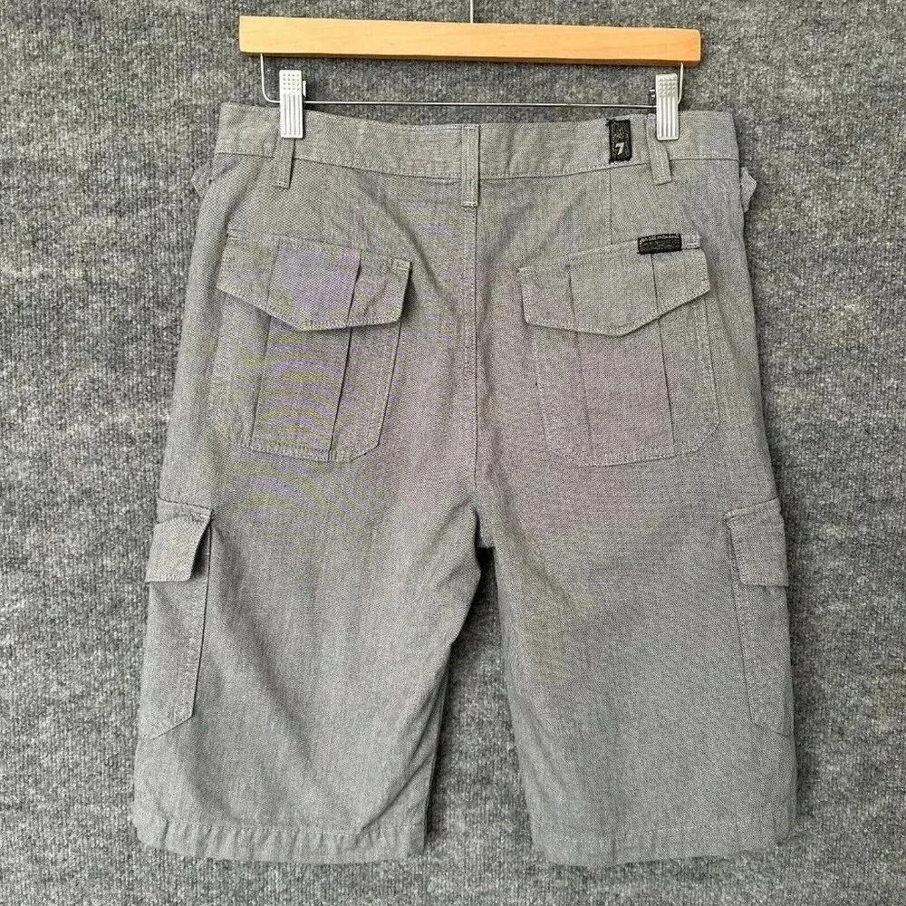 7 For All Mankind Shorts Mens 30 Grey Cargo Classic Fit Casual Preppy Summer - Picture 2 of 14